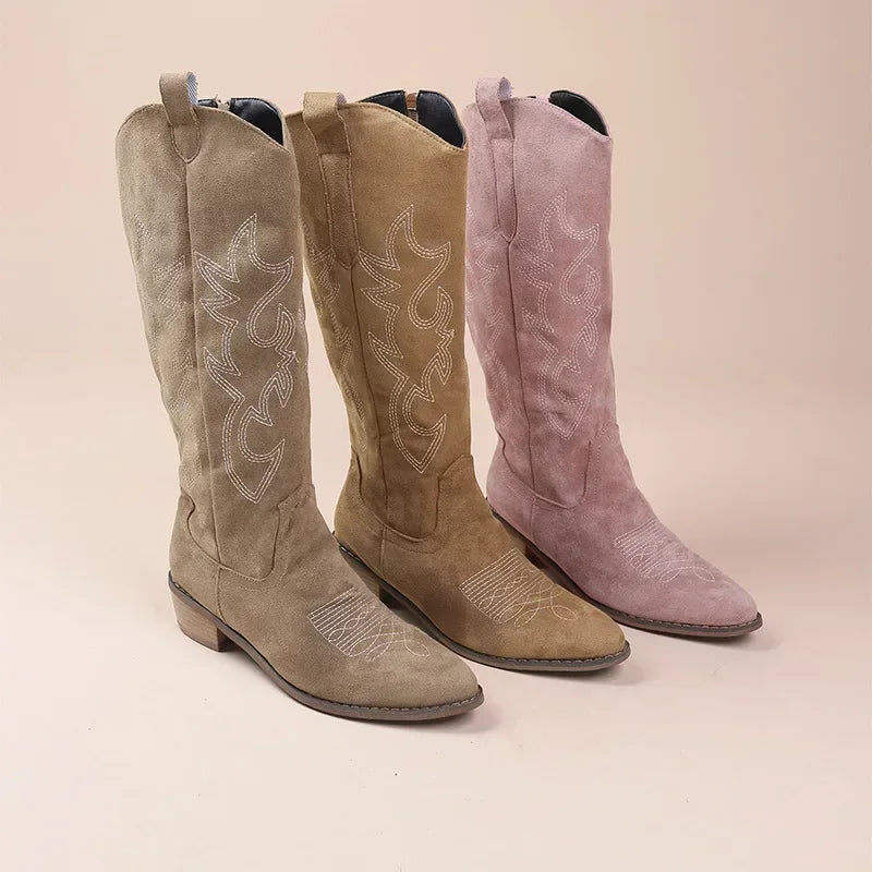 Bottes de Cowboy en Suède pour Femmes - Élégance et Confort au Quotidien