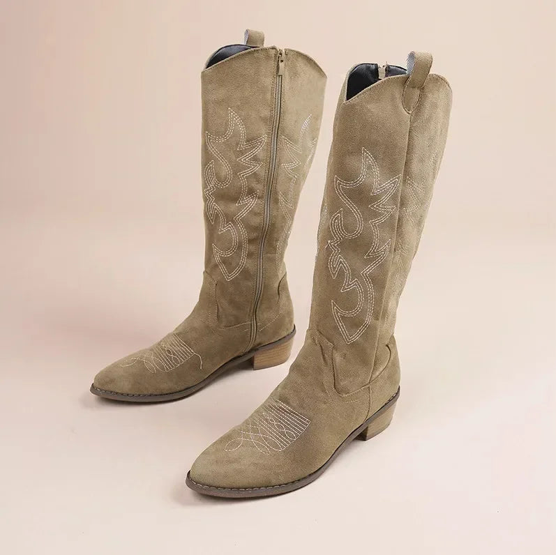 Bottes de Cowboy en Suède pour Femmes - Élégance et Confort au Quotidien