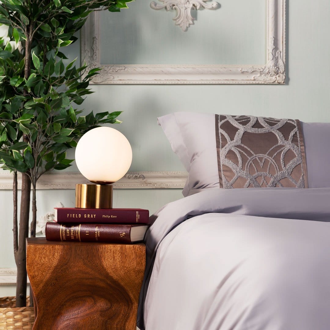 Housse de Couette Grise en Coton - Design Élégant avec Motif Chaîne