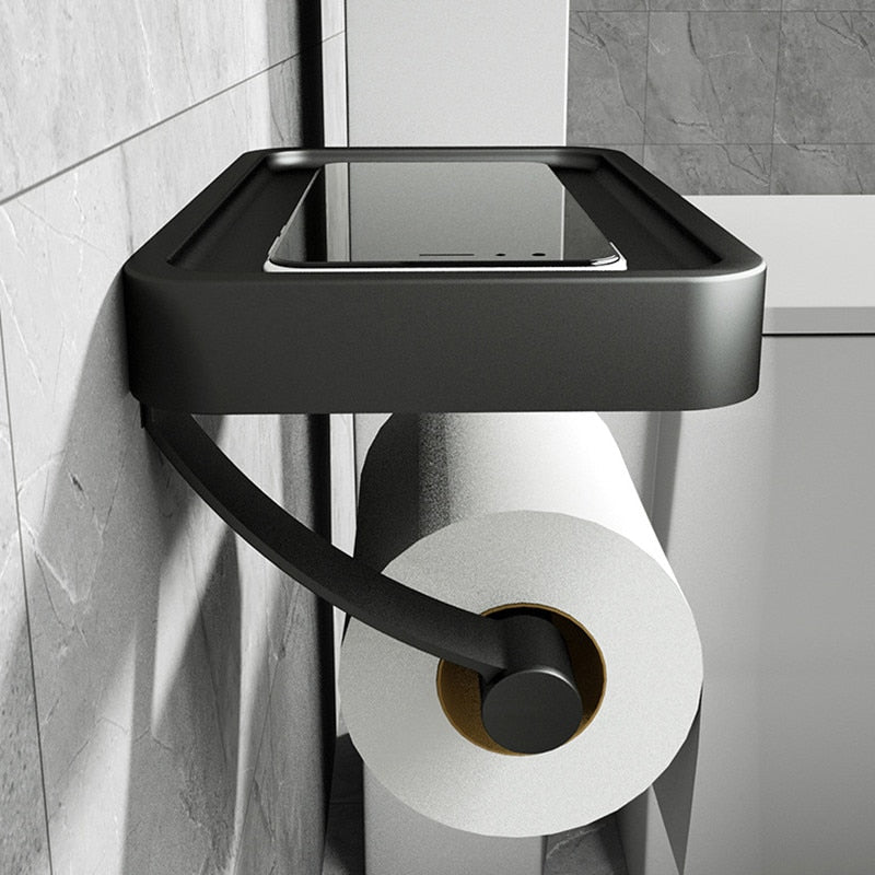 Support Mural Papier Toilette avec Étagère - Installation Facile et Élégante