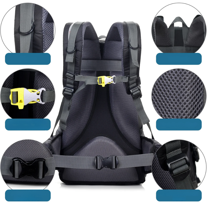 Sac à Dos Imperméable de Trekking - Confort Ergonomique et Rangement Ample