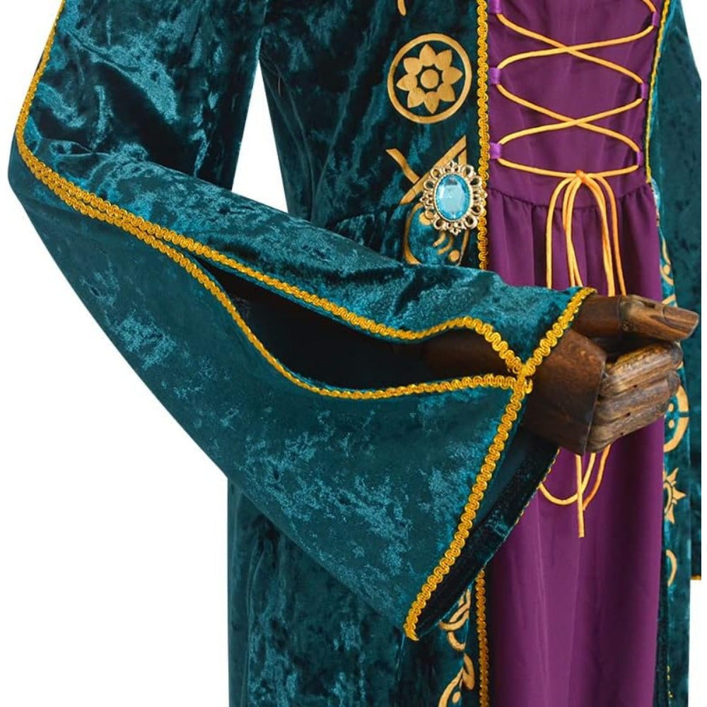 Robe de Sorcière en Velours - Maxi à Manches Longues et Lacets
