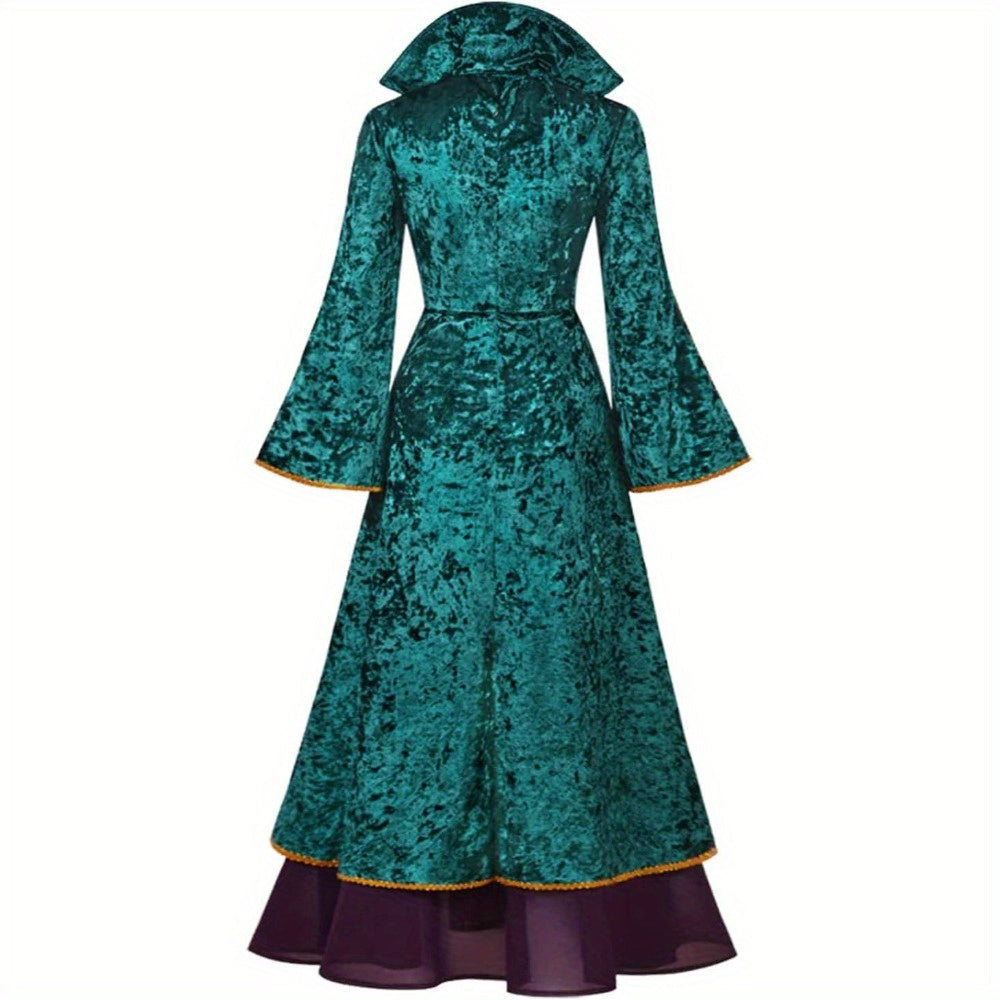 Robe de Sorcière en Velours - Maxi à Manches Longues et Lacets
