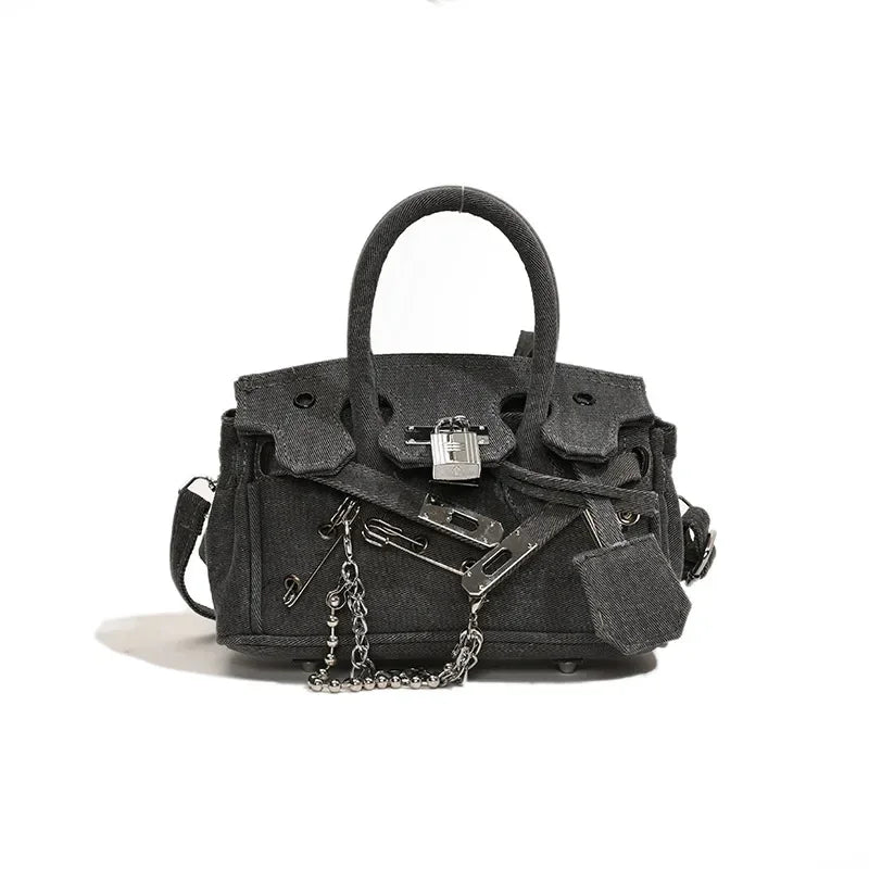 Sac à Bandoulière en Denim Vintage - Style Boho-Chic avec Détails Déchirés