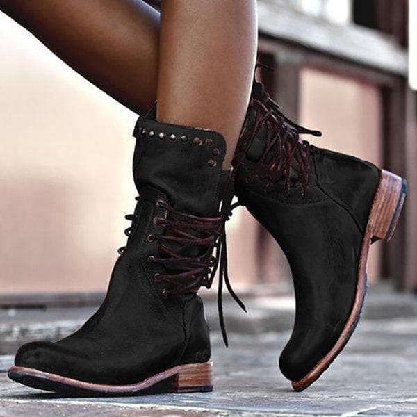 Bottes en Cuir Vintage pour Femmes - Élégantes et Confortables Toute la Journée