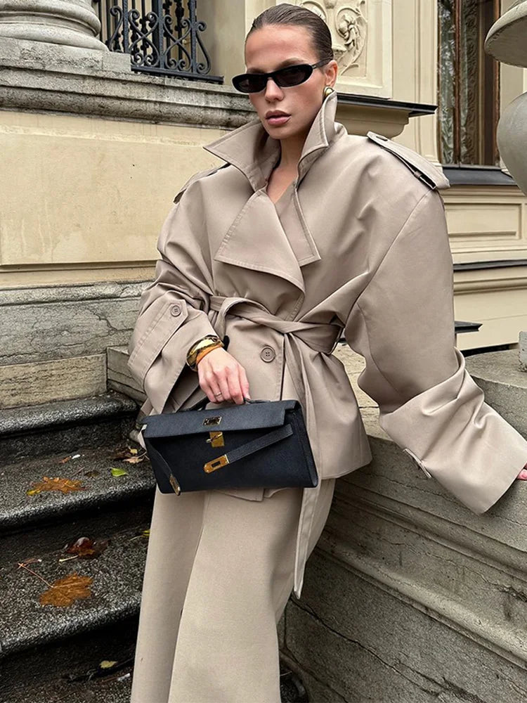 Manteau Trench Court Vintage Femme - Élégance et Confort au Quotidien