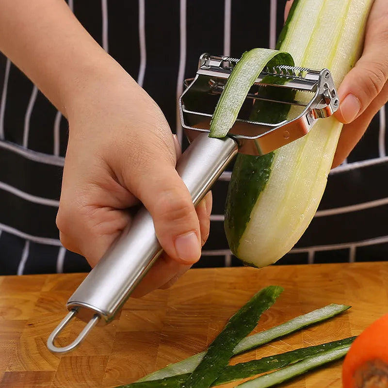 Éplucheur de Légumes en Acier Inoxydable - Prise Ergonomique et Facile à Nettoyer