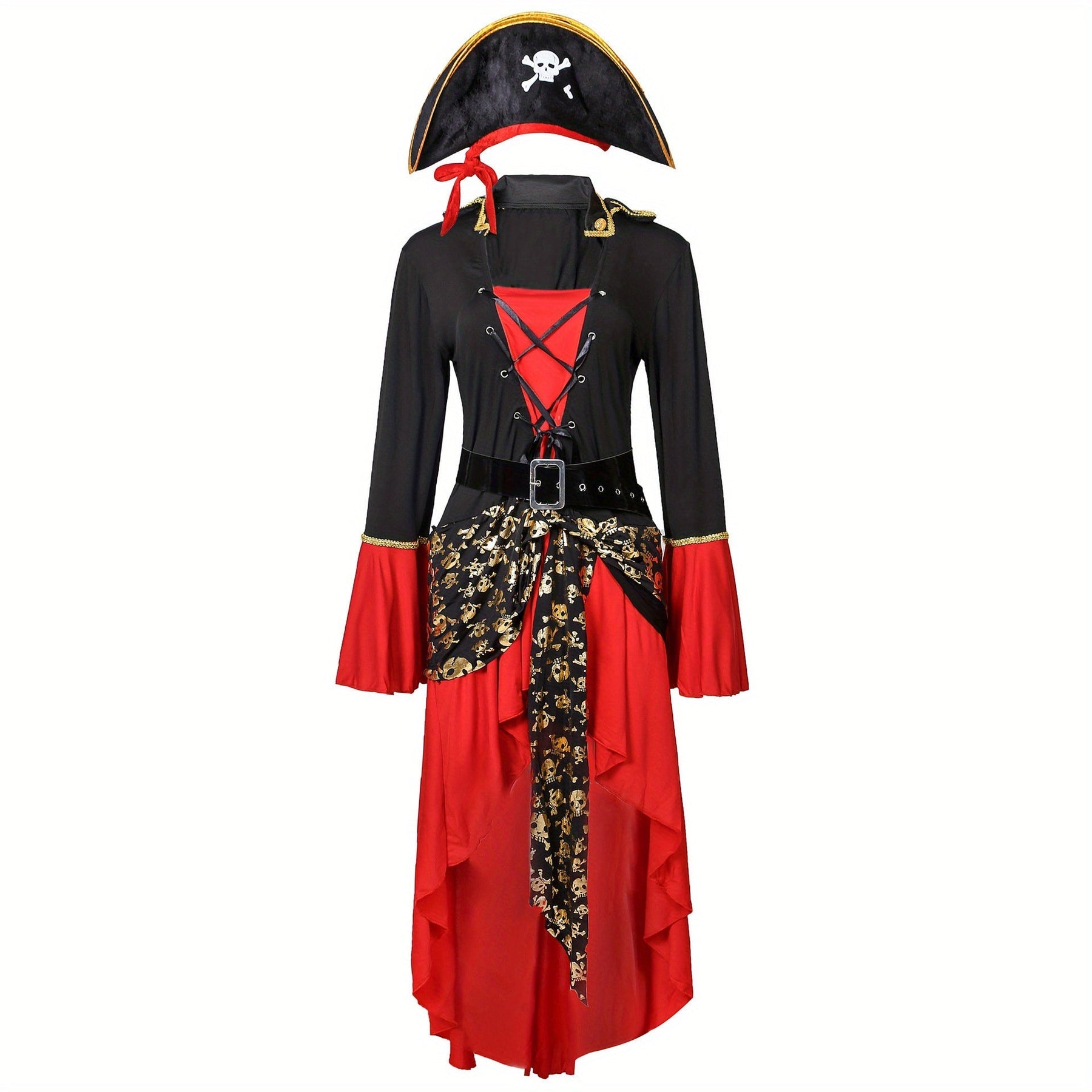 Robe de Pirate Femme Halloween - Manches Longues et Détails à Lacets