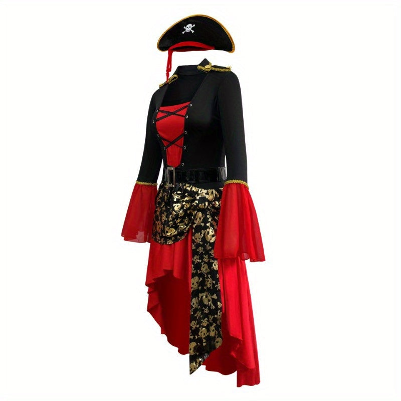 Robe de Pirate Femme Halloween - Manches Longues et Détails à Lacets