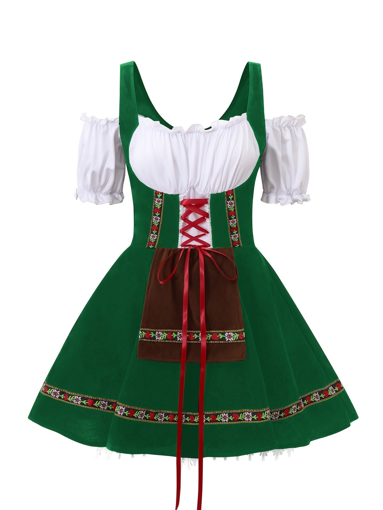 Robe de Costume Halloween Grande Taille - Élégance Bavaroise à Manches Bouffantes