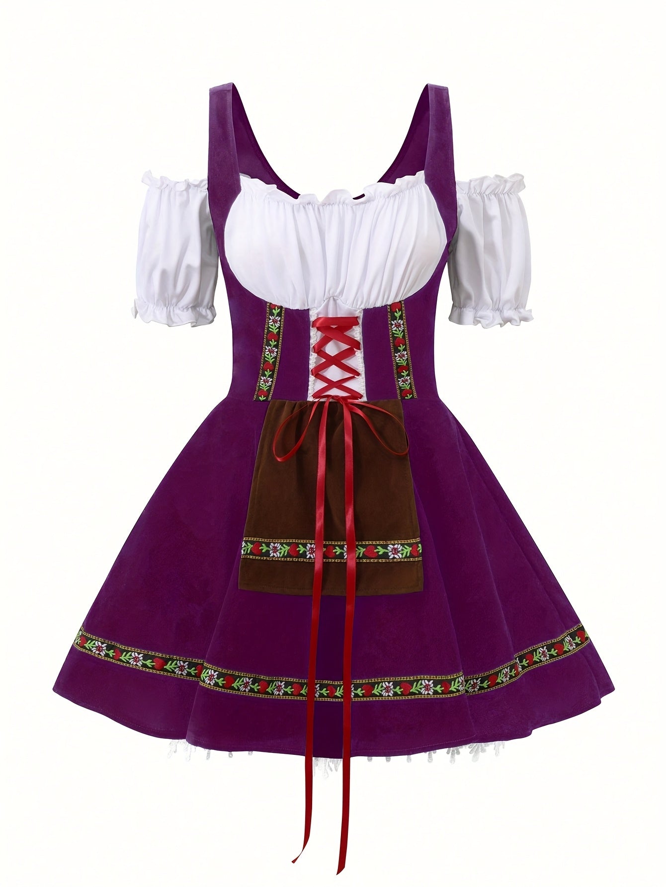 Robe de Costume Halloween Grande Taille - Élégance Bavaroise à Manches Bouffantes