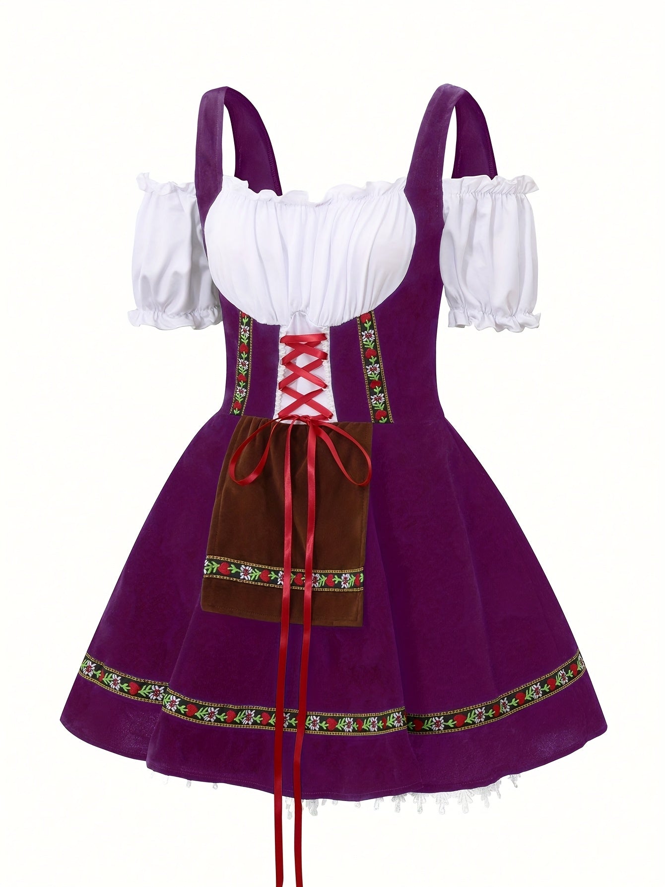 Robe de Costume Halloween Grande Taille - Élégance Bavaroise à Manches Bouffantes
