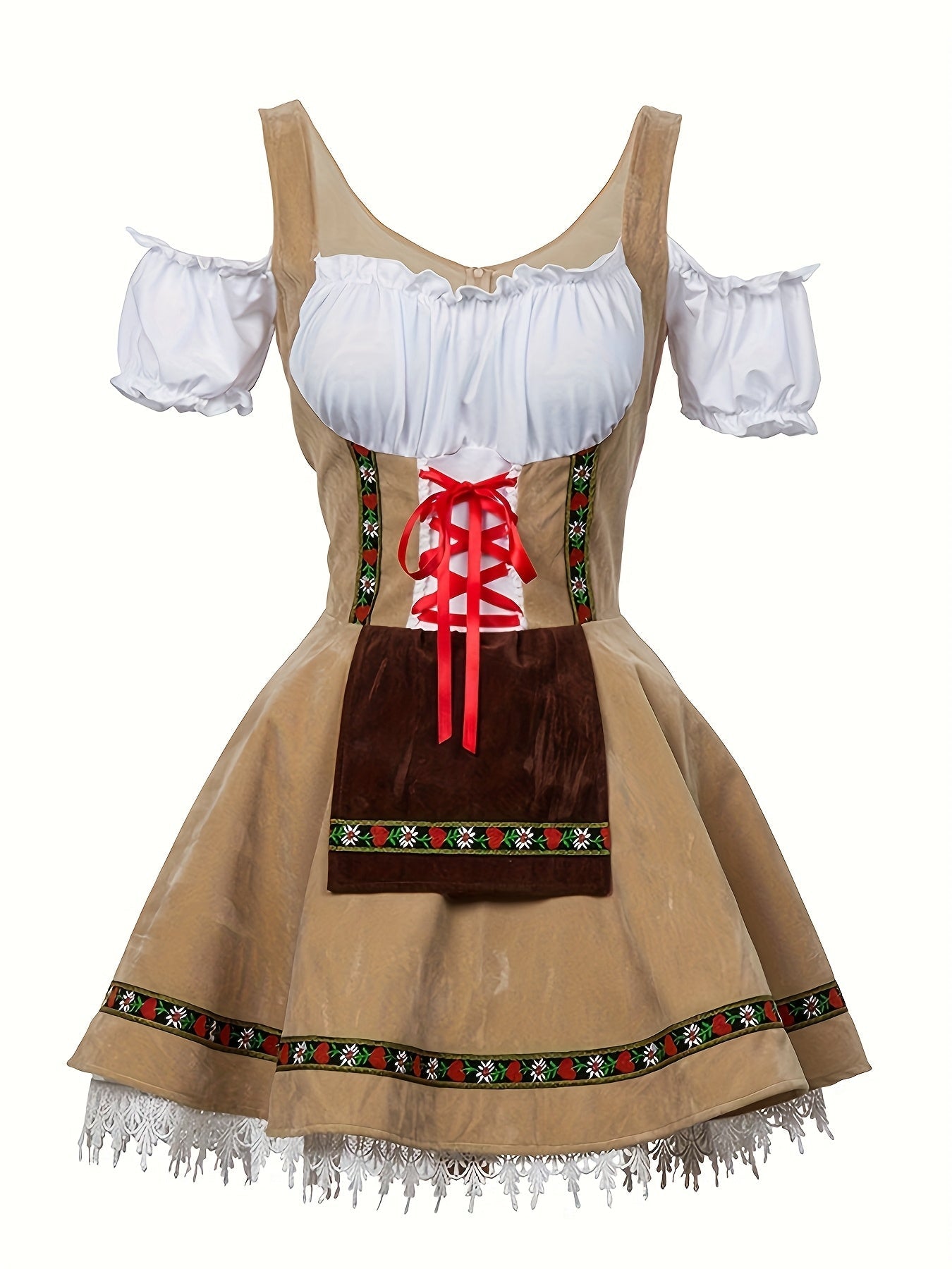 Robe de Costume Halloween Grande Taille - Élégance Bavaroise à Manches Bouffantes