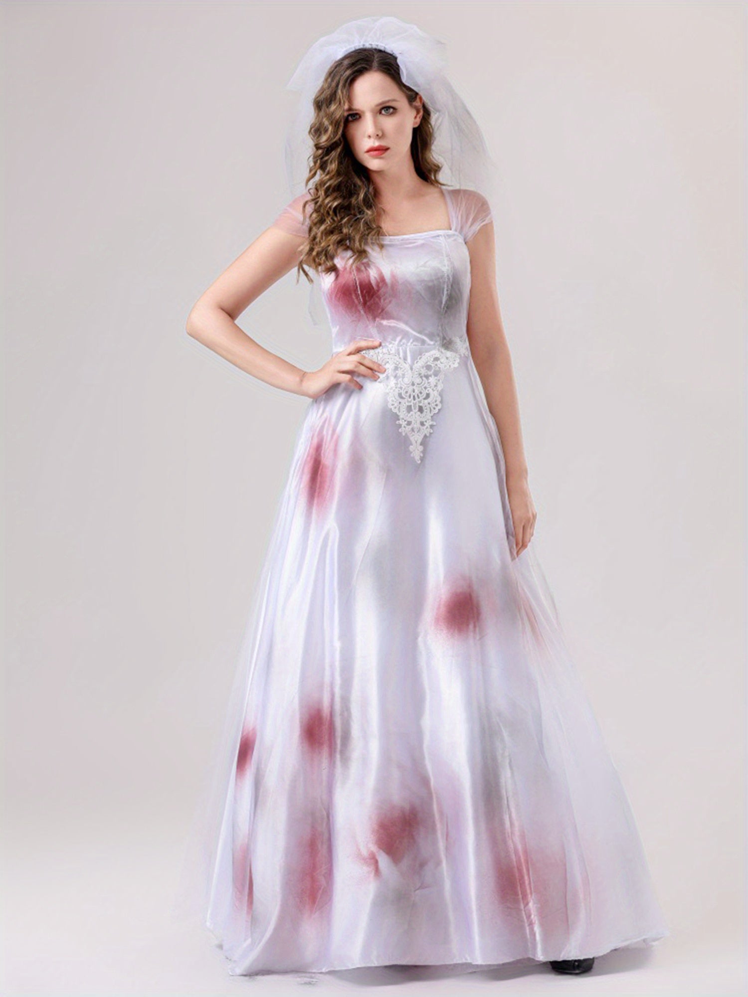 Robe de Mariée Cadavérique Halloween - Design Effrayant et Silhouette Maxi