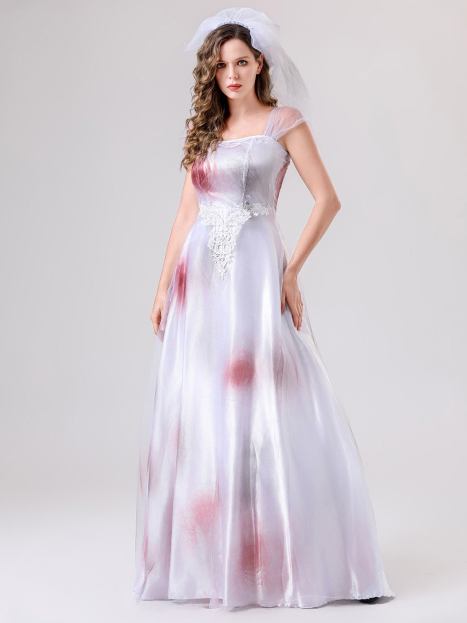 Robe de Mariée Cadavérique Halloween - Design Effrayant et Silhouette Maxi