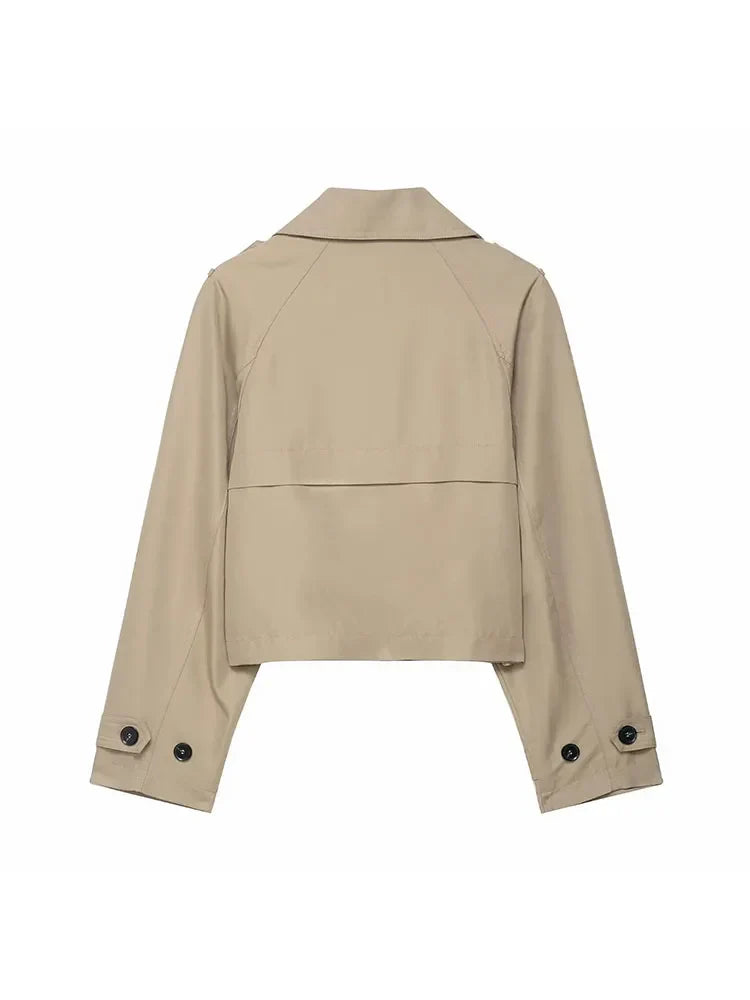 Manteau Trench Femme Élégant - Double Boutonnage et Poches Pratiques