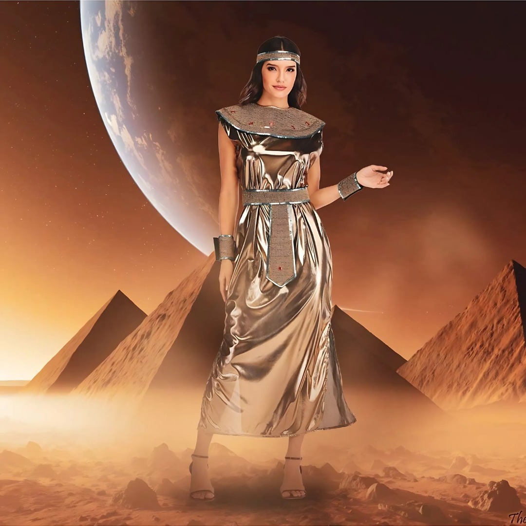 Robe de Costume Cléopâtre pour Femmes - Élégance Royale avec Accessoires Scintillants