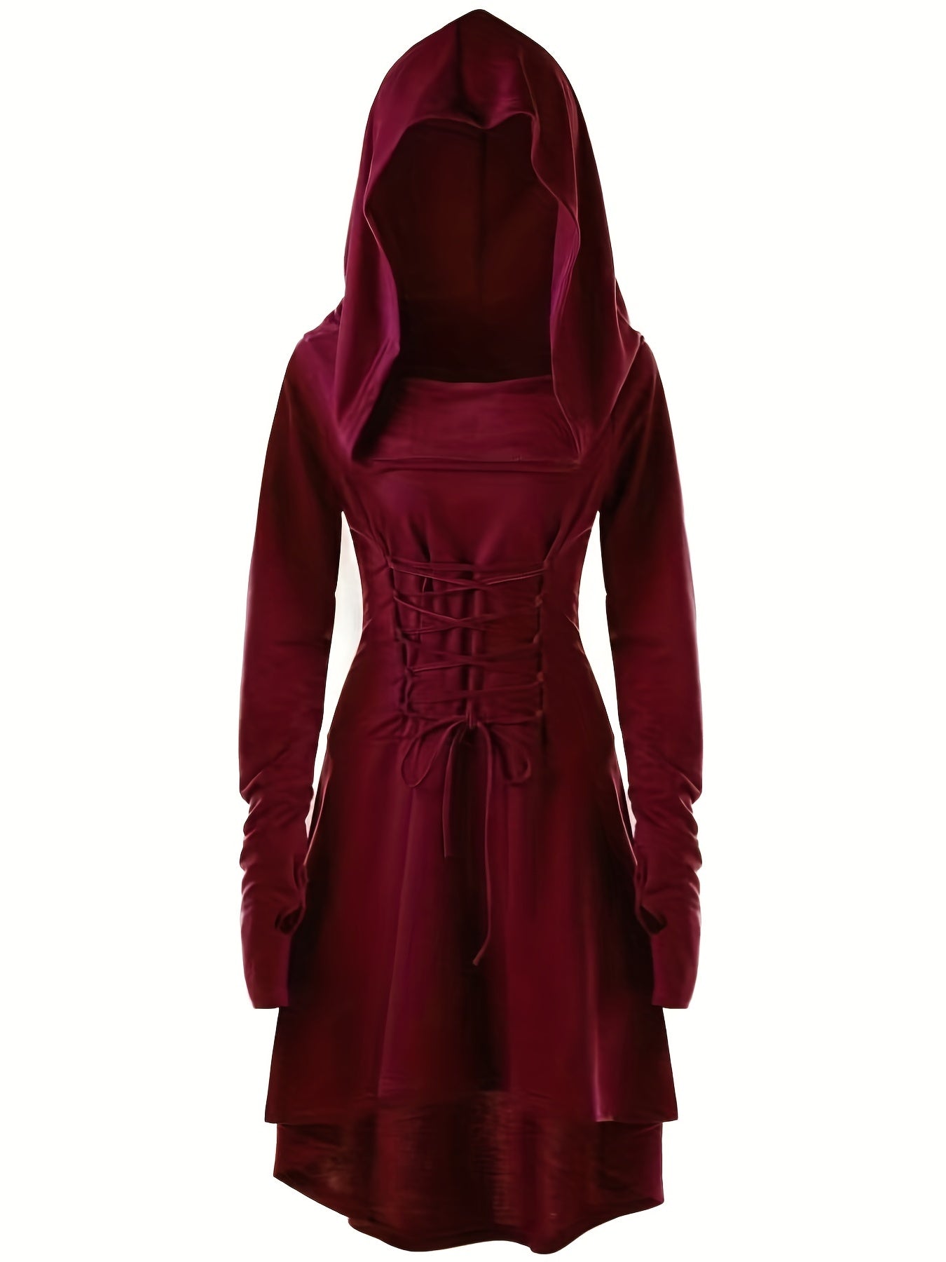 Robe Halloween Gothique à Lacets - Élégance Mystérieuse avec Capuche
