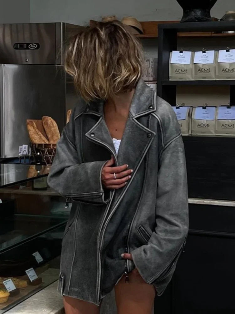 Veste en Suède Grise pour Femmes - Confort et Style pour l'Automne