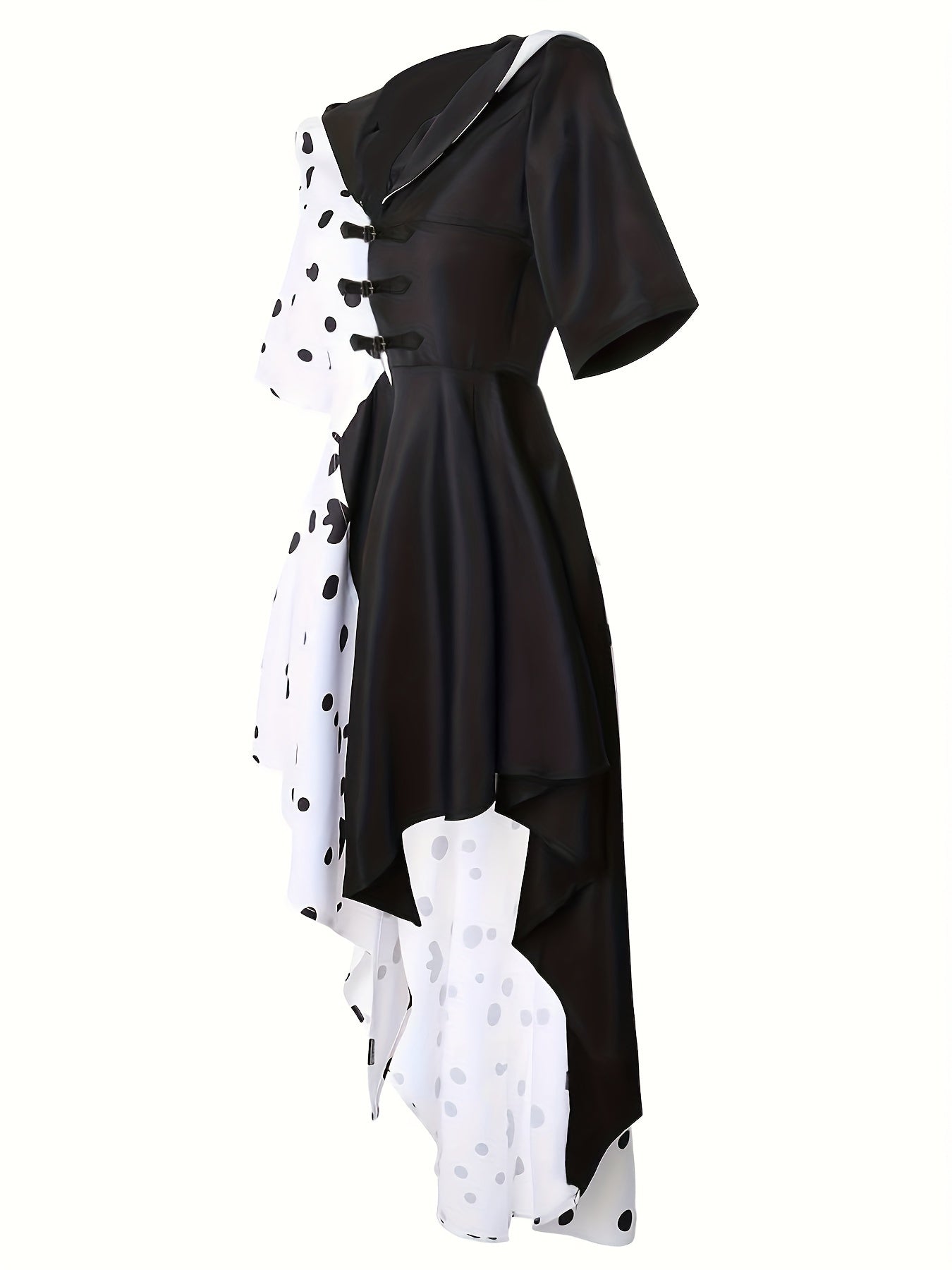 Robe de Costume Halloween Dalmatien - Design Asymétrique à Capuche et Confort