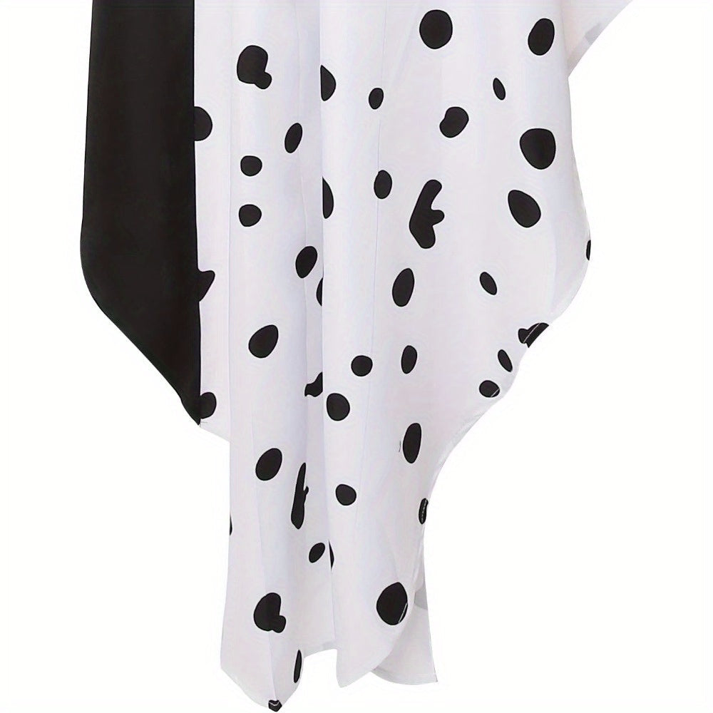 Robe de Costume Halloween Femme - Style Dalmate avec Capuche Asymétrique