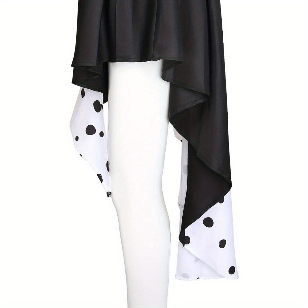 Robe de Costume Halloween Femme - Style Dalmate avec Capuche Asymétrique