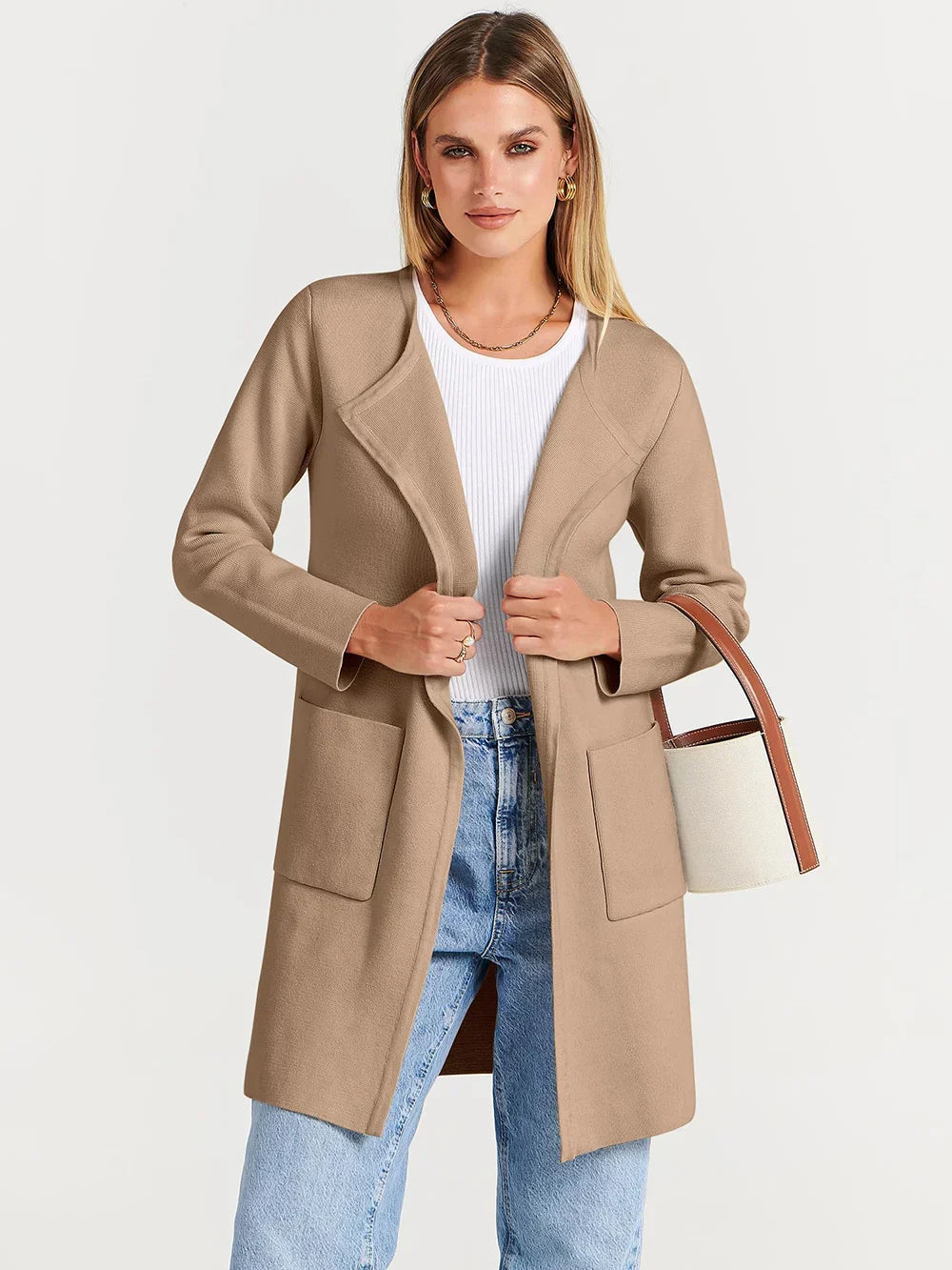 Manteau Long en Laine Mélangée - Élégance et Confort pour l'Hiver