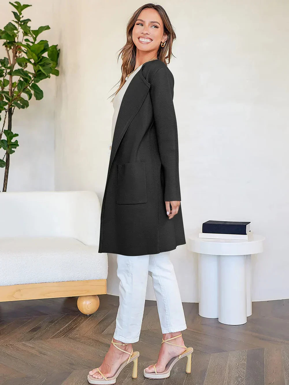 Manteau Long en Laine Mélangée - Élégance et Confort pour l'Hiver