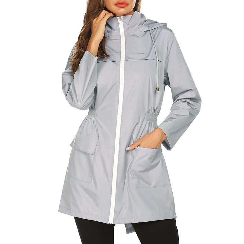 Manteau de Pluie Léger pour Femmes - Taille Cintrée et Pliable, Résistant à l'Eau