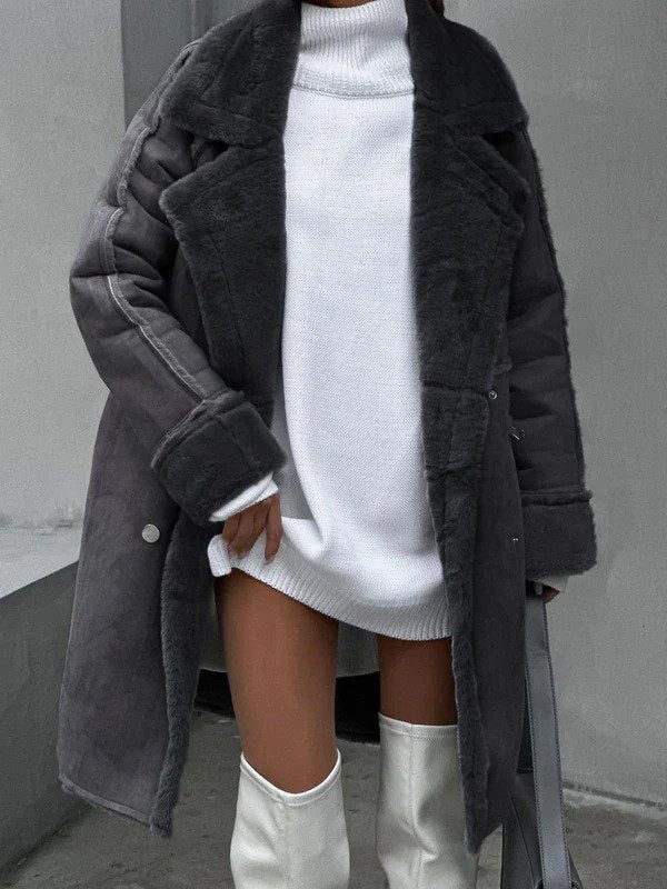 Cardigan Long en Suède pour Femmes - Élégant et Polyvalent pour l'Automne et l'Hiver