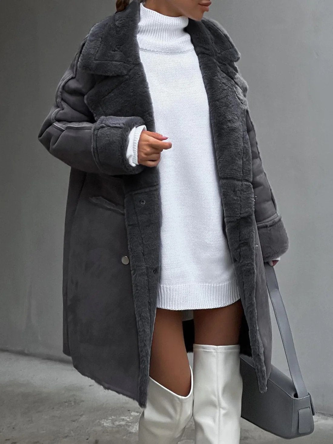 Cardigan Long en Suède pour Femmes - Élégant et Polyvalent pour l'Automne et l'Hiver