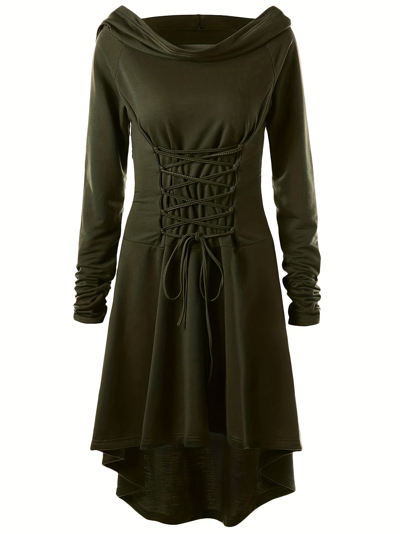 Robe de Costume Médiévale pour Femmes - Look Gothique avec Capuche et Lacets