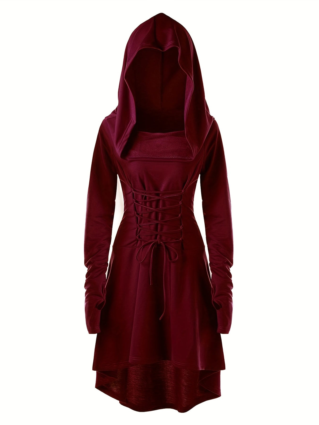 Robe de Costume Médiévale pour Femmes - Look Gothique avec Capuche et Lacets