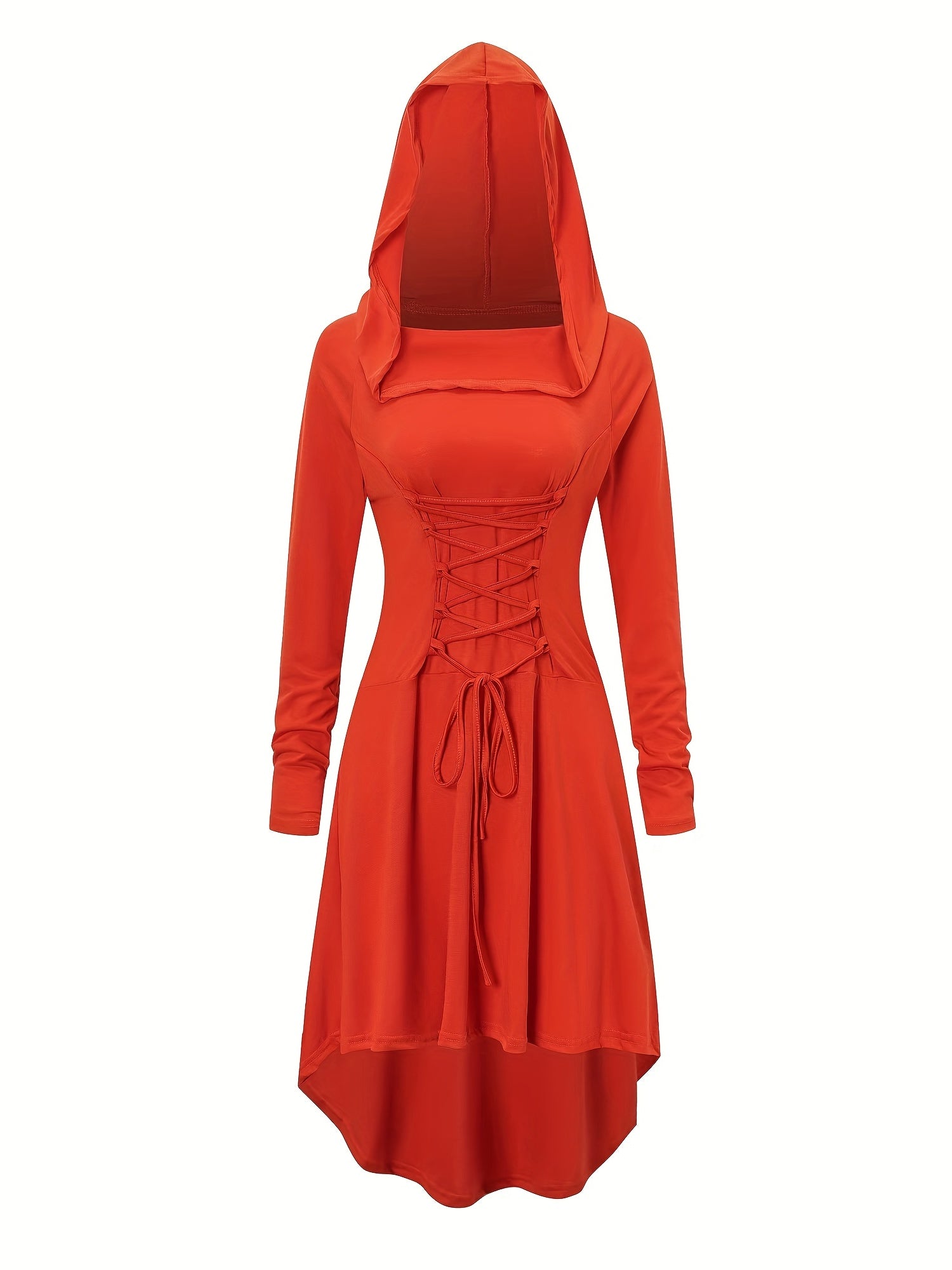 Robe de Costume Médiévale pour Femmes - Look Gothique avec Capuche et Lacets