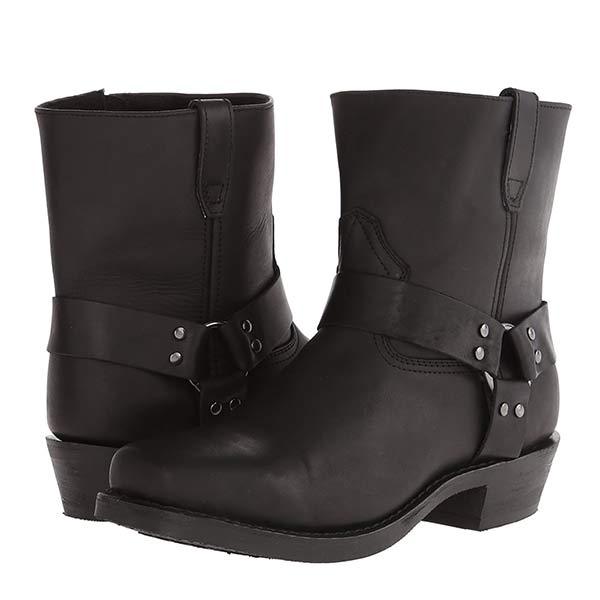 Bottes de Moto en Cuir pour Femmes - Mi-Hauteur avec Détail de Harnais