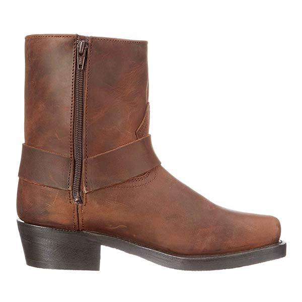 Bottes de Moto en Cuir pour Femmes - Mi-Hauteur avec Détail de Harnais