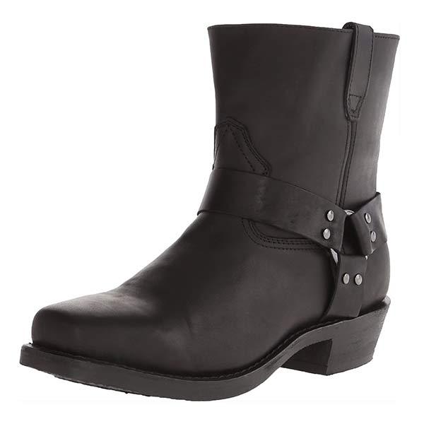 Bottes de Moto en Cuir pour Femmes - Mi-Hauteur avec Détail de Harnais
