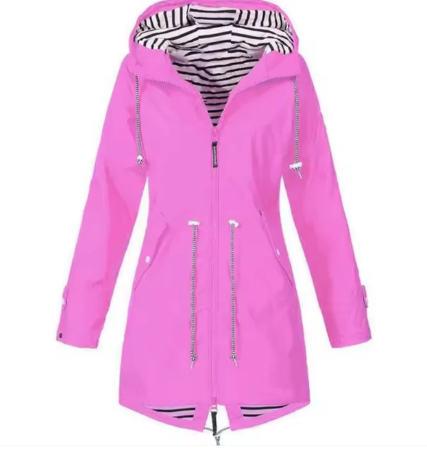 Veste à Capuche Mi-Longue Femme - Taille Ajustable et Tissu Respirant