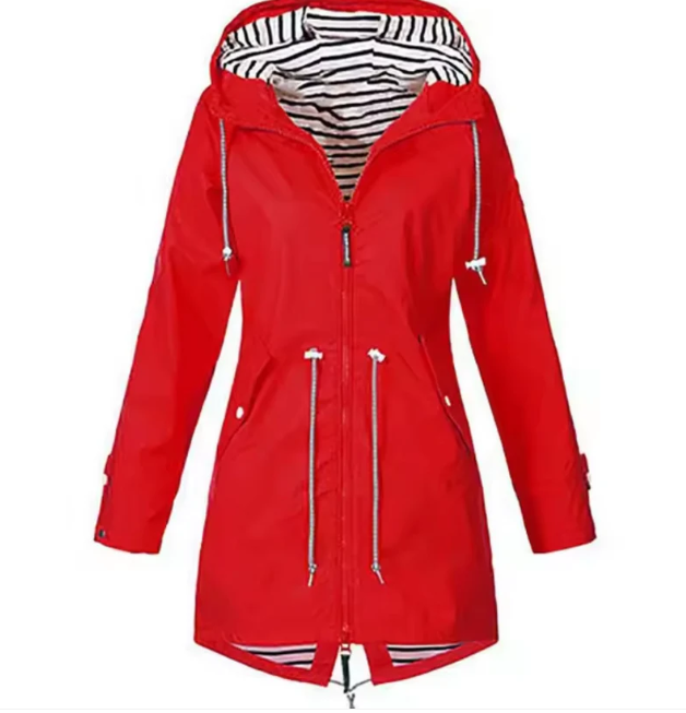 Veste à Capuche Mi-Longue Femme - Taille Ajustable et Tissu Respirant