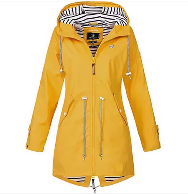Veste à Capuche Mi-Longue Femme - Taille Ajustable et Tissu Respirant