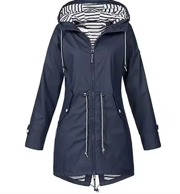 Veste à Capuche Mi-Longue Femme - Taille Ajustable et Tissu Respirant