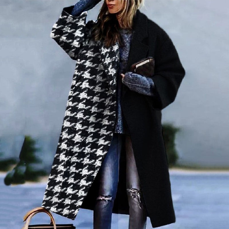 Manteau Long Oversized en Laine - Style Color Block pour Chaleur Hivernale