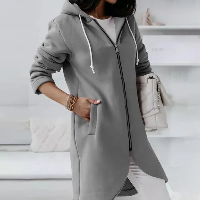 Veste à Capuche Douce pour Femmes - Confort et Poches Pratiques pour l'Hiver