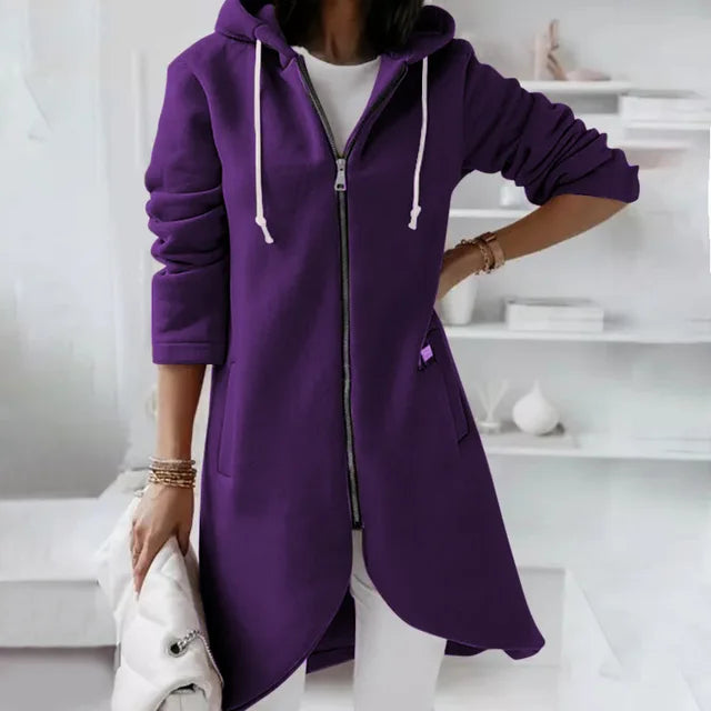 Veste à Capuche Douce pour Femmes - Confort et Poches Pratiques pour l'Hiver