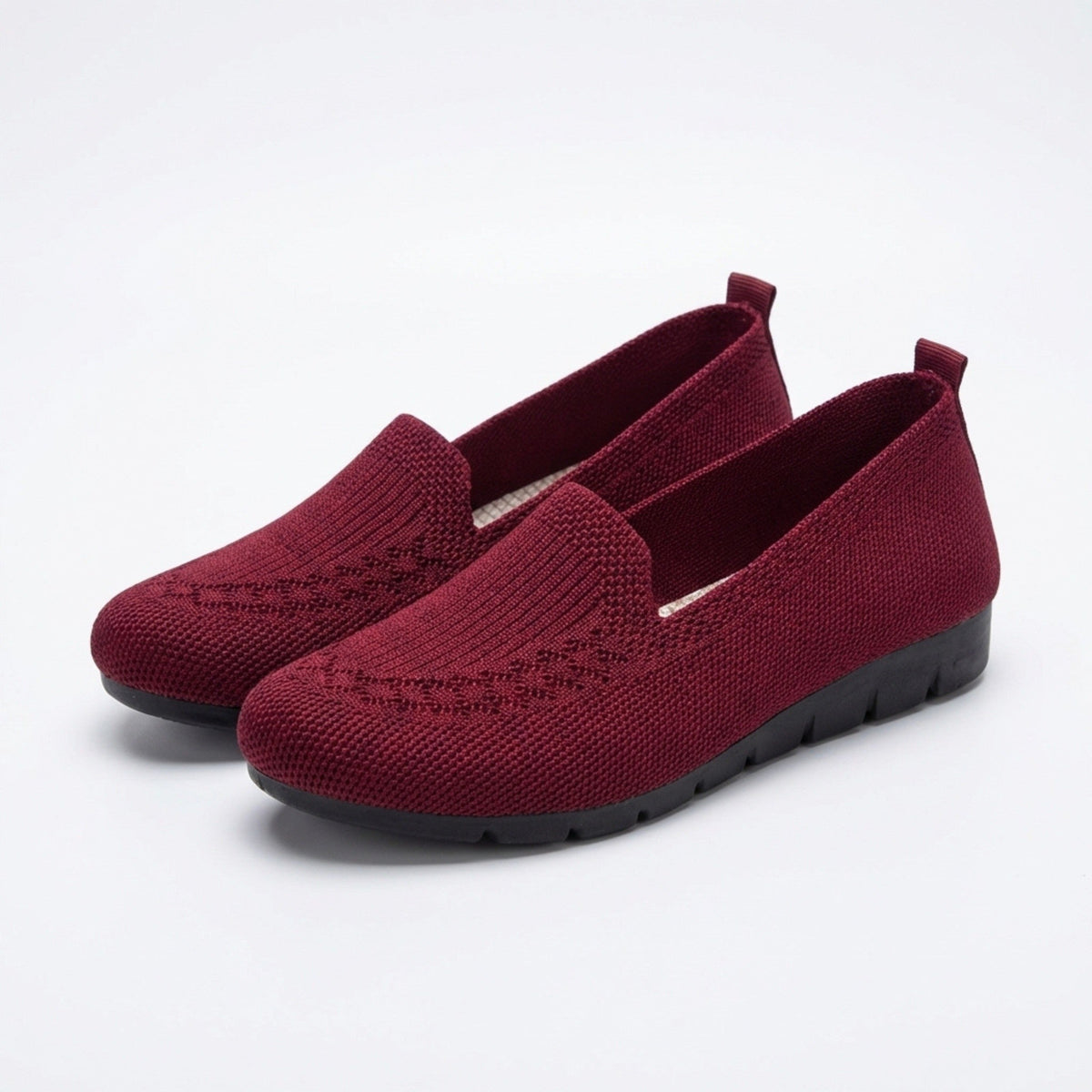 Mocassins maille stretch slip-on femme silhouette basse bout arrondi