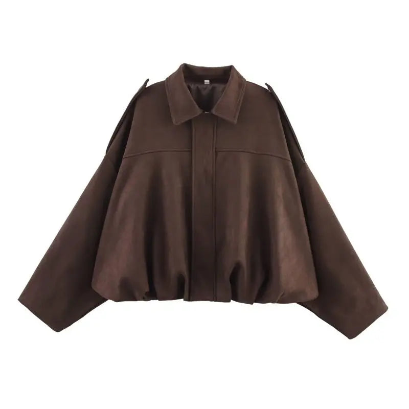Veste Bomber en Suède pour Femmes - Style Vintage et Confort Ample