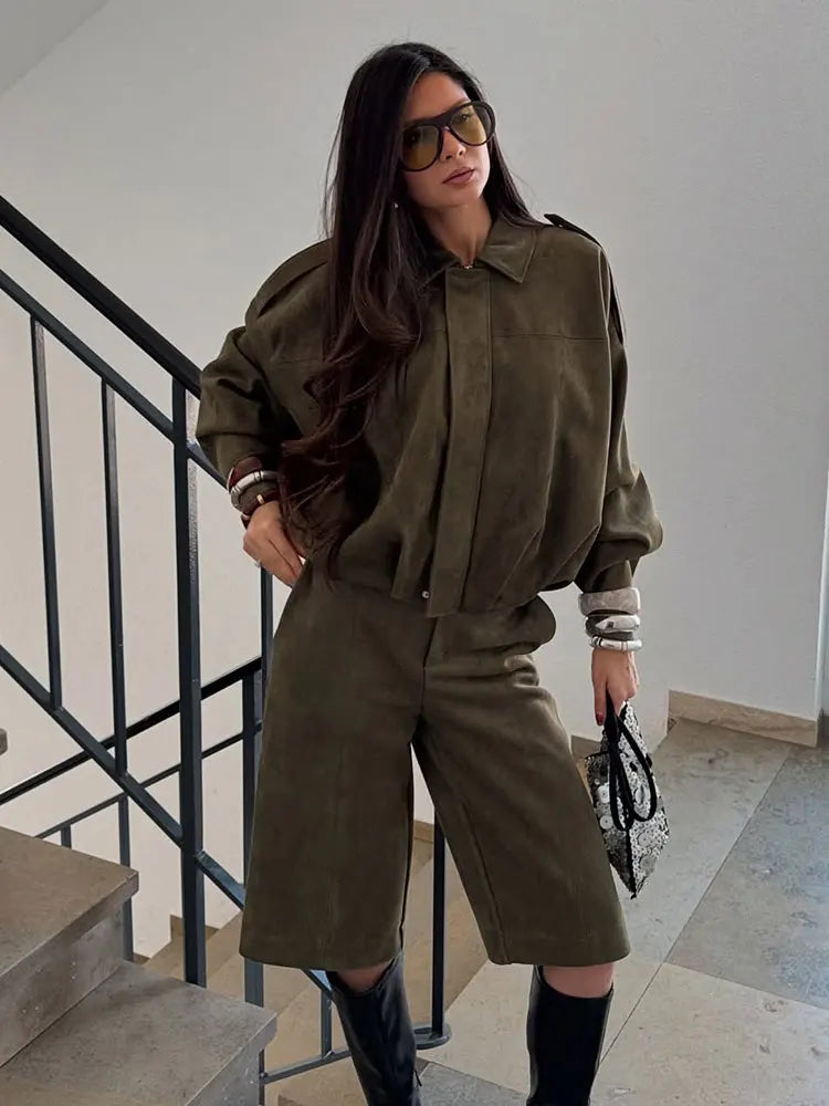 Veste Bomber en Suède pour Femmes - Style Vintage et Confort Ample