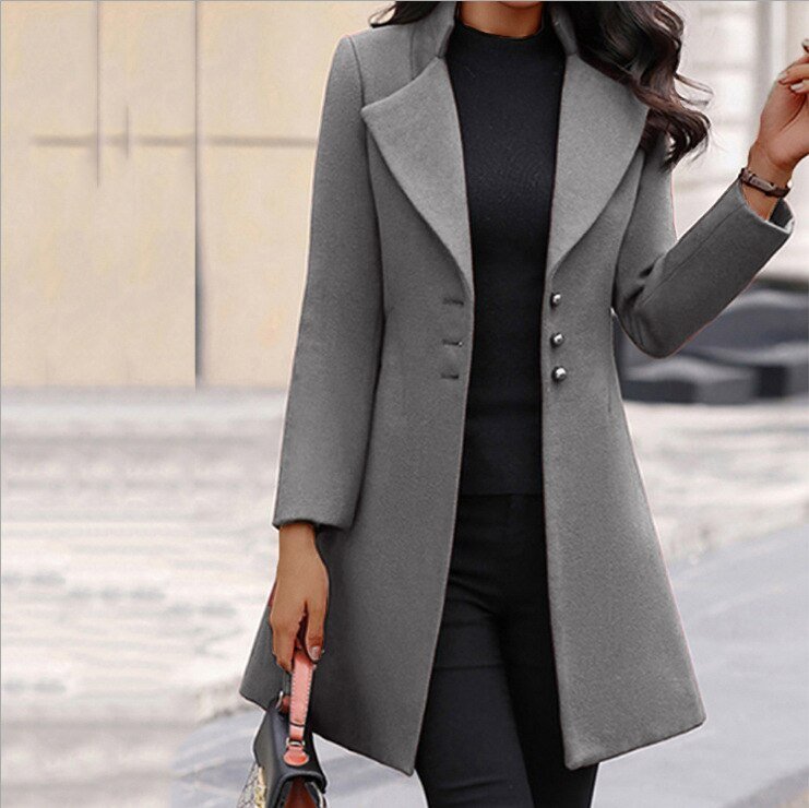 Manteau Femme en Laine Mélangée - Élégant et Sur Mesure pour l'Hiver