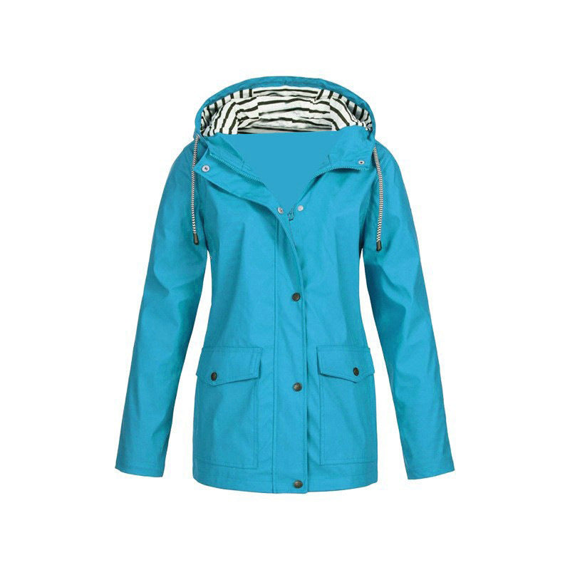 Manteau de Pluie Femme - Capuche Ajustable et Confort Décontracté