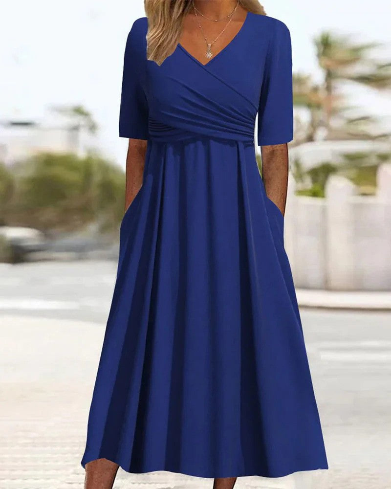 Robe Vintage Femme Décolleté en V - Élégance Intemporelle et Confort Moderne